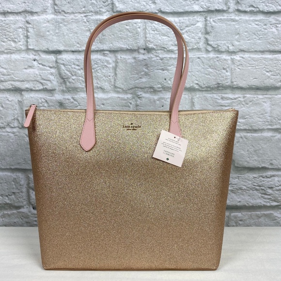 kate spade rose gold glitter tote